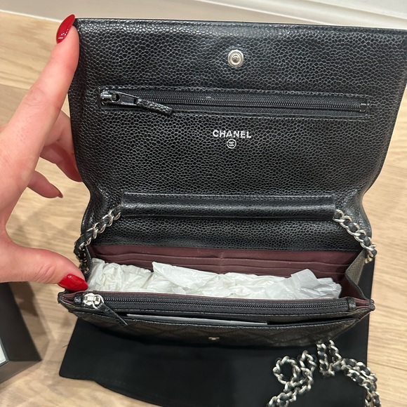 Chanel Quilted Caviar Wallet w/ Chain - Picture 7 of 12